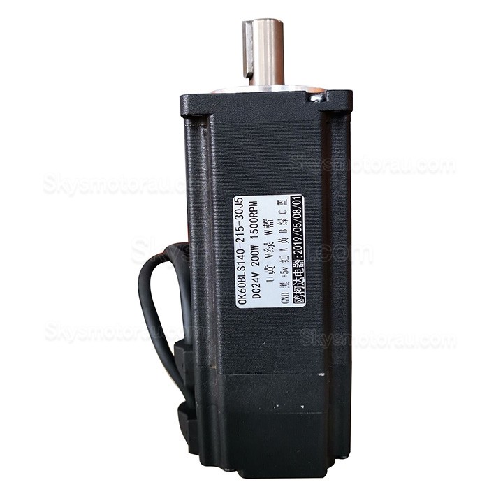 24V 200W Brushless DC Motor OK60BL140-215-30J5 3 Phase 1800RPM 127Ncm 61X61mm Keyway